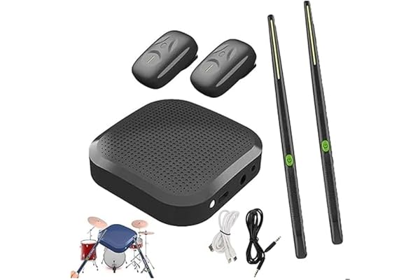 Sohodoo Kit de batterie à air for entraînement silencieux, batterie électronique portable avec baguettes et pédales virtuelles for appartement et voyage