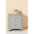 Quick Artsy Sprinkle Midtown Bone Inlay Nightstand | Handcrafted Black Bedside Table with Unique Inlay Design Length: 55.88 cm Depth: 40.64 cm Height: 60.96 cm