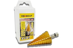 YOKOCUT Step Drill Bit HSS Titanium Step Drill Bit For Metal Multiple Hole Drilling Cone Drill Bit Stepped Up Bits For DIY Lovers (5-35MM Step Bit)