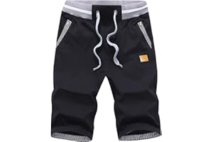 HCSS Mens Shorts Casual Summer Chino Shorts with Elastic Waist and Big Pockets