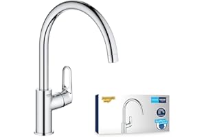 GROHE Robinet de cuisine évier Start Flow, bec en forme de U, pivotant à 360°, installation et nettoyage facile, Supersteel, 31555001 (Import Allemagne)