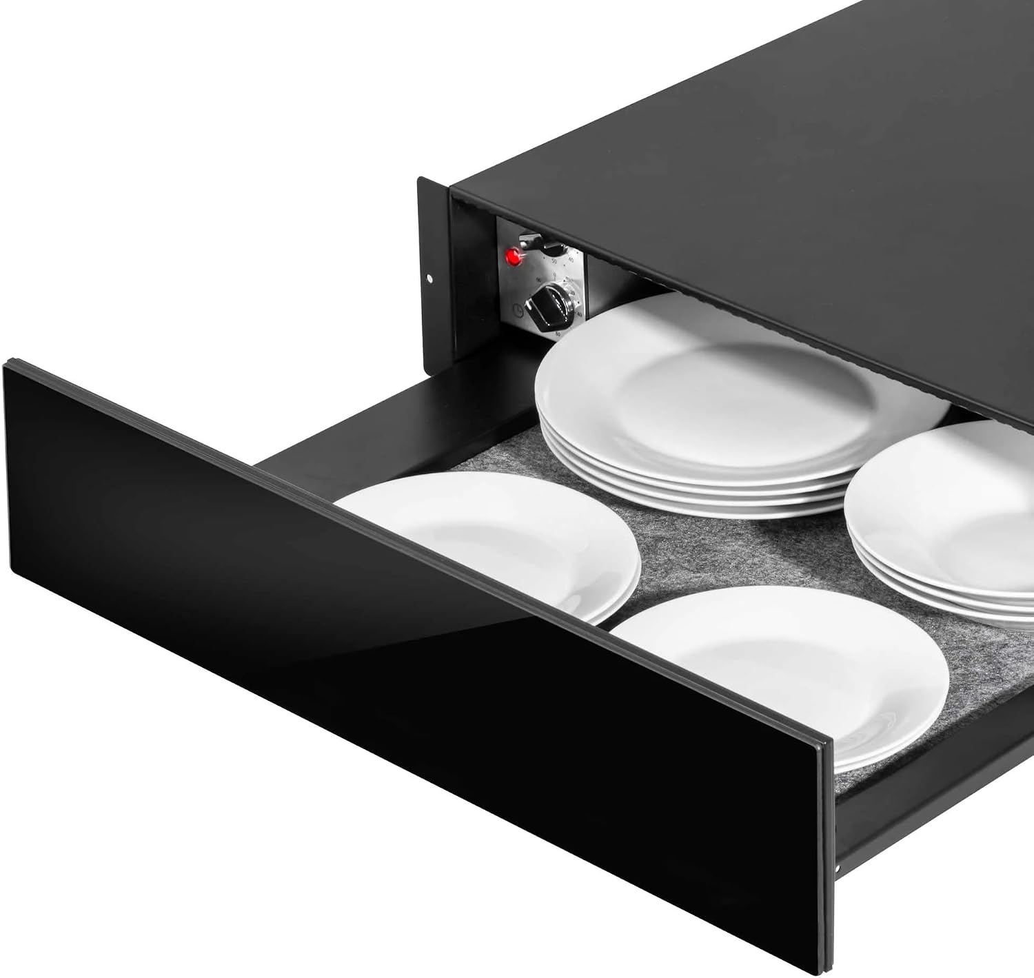 Baridi 60cm Built-In Warming Drawers, Push-to-Open, Anti-Slip Mat - Black - DH201