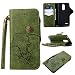 Produktbild LG K7 2017 Hülle,Grün[Rose Pattern]Flip Cover Etui Fall in Book Style Stand Case Card Slot Leder Tasche Cover Karteneinschub Schmutzunempfindliches in für LG K7 2017