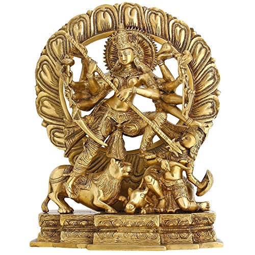 ShalinIndia Brass Goddess Devi Durga Maa Idol Statue (12-inch)