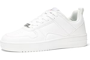 LUCKY STEP Sneakers Moda Donna Scarpe da Tennis Bianche Basse in Pelle con Pietre Luccicanti