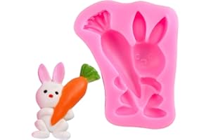 Keepaty Lapin Tenant des Moules à Chocolat en Silicone en Forme de Carotte 1 Pièce Moules en Forme de Pâques pour Chocolat/Bonbons