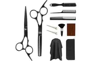 HISDRICUS Set de tijeras peluqueria profesional, 11 piezas kit tijeras cortar pelo,tijeras de adelgazamiento con capa de peluquería, adecuado para familias, salones, mujeres, hombres y niños