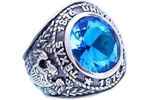FORFOX Vintage 925 Sterling Silber Klasse Ring mit Adler und Blau Kristall Graduierung Ring College Schule Ring für Herren Damen Größe 57-66