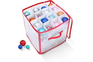 KRAFT & CO Kraft&Co Christmas Storage Box – 64 Divider Slots for Baubles & Tree Decoration| Large Plastic Organiser Bag for Lights Tinsel Wrapping etc. | Ideal Xmas Ornament Storage with Carry Handle and Zip Top