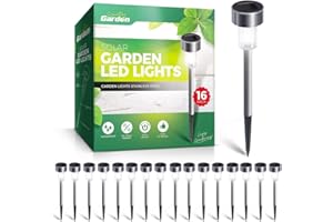 Signature Garden Mini Solar Stake Lights, Outdoor LED Garden Lights - Battery Lasts 10 Hours, Rust, Scratch & All-Weather Resistant, No Wire Installation (16 Pack, Silver)