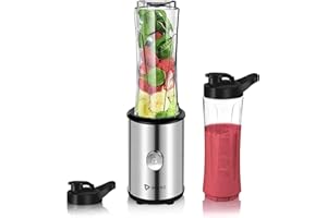 IMURZ Personal Blender Smoothies Maker with 2 x 600ml Tritan Blending Bottles for Smoothie, Milkshake, Fruit Vegetables Drinks,350W
