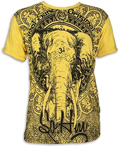 SURE Men´s T-Shirt OM Ganesha Size M L XL Elephant-God India Hinduism Buddhism Religion Sign (L, Yellow)