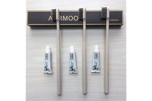 AURMOO Cepillos de dientes, 30 Cepillo Dientes Sostenibles y Desechables, Biodegradables, Veganos y Libres de BPA, Cepillos de Dientes con Juego de Pasta de Dientes, Mango de Cepillo de Dientes Redondo.