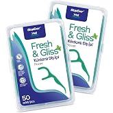StopEver Fresh & Gliss K&uuml;rdanlı Diş İpi 2'li Paket (100 Adet) | Nane Aromalı | Diş Arası Temizliği, Ağız Hijyeni ve G&uuml;nl&uuml;k Ku