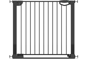 Geuther Türschutzgitter Easylock Flatstep Schwarz I Treppenschutzgitter zum Klemmen oder Bohren I Breite 90-97 cm I Türschutz für Ihr Baby & Haustier I Kinderschutzgitter beidseitig öffnend