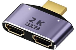 QIANRENON Adapter rozdzielacza HDMI 1 w 2 wyjścia 2K przy 60 Hz HDMI 2 w 1 HD Display Selector Switcher HDMI 1 złącze męskie na 2 żeńskie, ze światłem LED, (nie obsługuje jednoczesnego wyświetlacza)