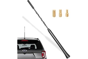 FOGCOSY 1 Pcs Universal Car Aerial Replacement, AM FM Roof Mount Car Radio Antenna Mast, Flexible Rubber Antennae with M4 M5 M6 Threaded (9 inch Long)