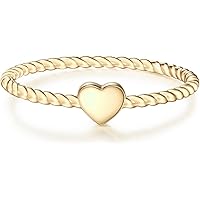 GLANZSTÜCKE MÜNCHEN Damen-Ring Herz Sterling Silber gelbvergoldet - Damen-Schmuck Freundschafts-Ringe dünner Steck-Ring