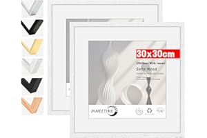 HIMEETIME® 2x Marco de fotos 30x30 cm Blanco de Madera marcos cuadros con soporte de 20x 20cm,Para Decoración de Pared y Decoración hogar marco 30x30 cm