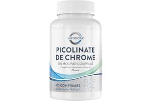 Complément alimentaire Picolinate de chrome 250 mcg | 365 Comprimés haute-concentration | Adapté aux végétaliens | Fabriqué au Royaume-Uni par Nutriota