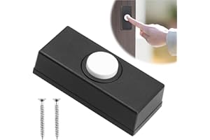 ONRYSXN Wired Bell Push Button, Universal Black Wired Doorbell Button with 2Pcs Screws Wall Mounted Non-Illuminated Weatherproof Plastic Button Fit Most Door Bell Chimes for Home Garage Warehouse (55x24x14mm)