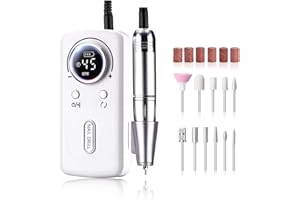 OLYSPM Ponceuse pour Ongles professionnel Rechargeable 45000 RPM Silencieuse - Écran LCD & 10h Autonomie,12 in 1 lime a ongle electrique,Salon/Maison,pour Acryliques/Gel