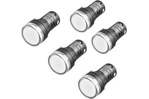 Heschen AD16-22D/S Lot de 5 voyants LED 24 V DC 20 mA Blanc