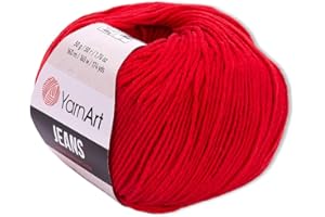 Frida's Wollhaus YarnArt 50 g Jeans Stricken Häkeln Amigurumi Babywolle Pastellfarben 63 Farben (90 | Rot)