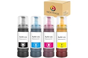 NEXTPAGE Ink Bottles Compatible with ink refill bottles ET-1810 ET-2710 ET-2711 ET-2712 ET-2714 ET-2720 ET-2721 ET-2810 ET-2812 ET-2820 ET-4700 ET-4800 BK C M Y