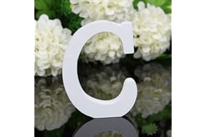 Freeas Décoratif Bois Lettres, 26 Alphabet Blanc Lettres en Bois pour Déco Nom des Enfants Fête d'anniversaire de Mariage Décoration de Maison et de Chambre à Coucher (C)