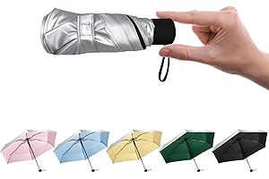 HEXSOLID Mini Small UV Umbrella for Sun Protection UPF 50+ Mini 7.5Inch Handheld Parasol Sun Umbrellas Ultra Light for Women Travel Compact Umbrellas Windproof for Handbag Size