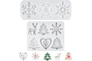 O-KINEE Moldes Silicona para Resina Epoxi Navidad, Moldes de Silicona para Resina, 2 Pcs Moldes Resina Copo Nieve Navideño, Moldes de Silicona para Manualidades para Adornos Navideños