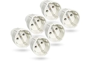 ABSINA Prise fiche femelle en PVC solide - 6x Fiche electrique femelle blanche, 250V, 16A, IP20 pour usage intérieur - Fiche schuko femelle