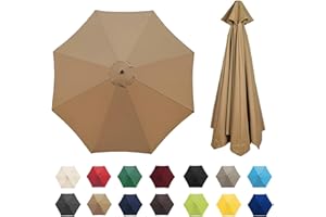 IRUGS Universal Umbrella Replacement Cloth 6 Arms/8 Arms，Patio Umbrella Cover Cloth ，Replacement Parasol Canopy，2.7 M/3.0M，Parasol Umbrella Replacement Cover (Canopy Only) ( Color : Khaki , Size : 8 Ribs 2.