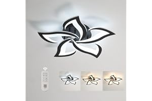 ‎COMELY Comely Deckenlampe Led, Deckenleuchte Dimmbar, 40W 4200LM 3000k-6500k Mit Fernbedienung/APP, Moderne Deckenlampe für Wohnzimmer, Schlafzimmer, Kinderzimmer,Schwarz