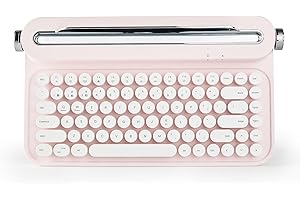 ‎YUNZII YUNZII ACTTO B305 Wireless Schreibmaschine Tastatur, Retro Bluetooth ästhetische Tastatur mit integriertem Ständer für Multi-Gerät (B305, Baby Pink)