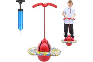 MeYuxg Ballon Sauteur avec Poignée, Balance Board Ballon Fitness, Capacité de Charge de 100 kg, Pogo Stick, Baton Sauteur Adulte Enfant, pour L'entraînement de L'équilibre et Le Sport (Rouge)