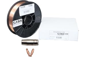 STM Schweißtechnik Schutzgas-Schweißdraht Stahldraht SG2 0,8 mm CO2 G3Si1 MIG/MAG 0,5-5 kg D100 D200 D200 5,0 kg