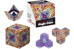 BBargain Basket Magic Cube Shape Shifting Fidget Box - Transforms Into Over 72 Extraordinary Geometric Shapes - Infinity cube Magnetic Fidget Toy Brain Games For Kids & Adults. (desert sand)