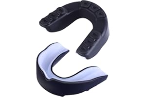 EPODA Sports Gum Shield for Kids/Adults - Sports Mouthguard for Karate, Muay Thai, Hockey, Martial Arts, Rugby, Boxing, MMA, BJJ and All Contact Sport (Black, Adult(Age 10 & Above))