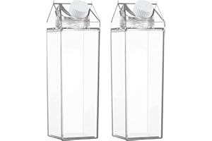 HUDHOWKS 2 Stück Milchkarton Wasserflaschen Transparente Milchkarton Wasserflasche Transparente quadratische Wasserflaschen Versiegelte quadratische Milchflasche Saftbecher für Outdoor-Sportreisen Camping