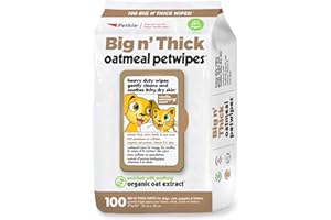 Petkin Pet Wipes for Dogs and Cats, 100 Wipes (Large) - Oatmeal Pet Wipes for Dogs and Cats - Soothes Itchy Dry Skin and Cleans Ears, Face, Butt, Body and Eye Area - Idea for Home and Travel