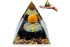 ‎TYUODNA Tyuodna Orgonit Pyramide,Edelsteine Heilsteine,Orgon Pyramide,Reiki Chakra Steine,Kristall Steine für Chakra-Heilung,Meditation, Yoga,Esoterik Geschenke (Schwarz-Kristallkugel)