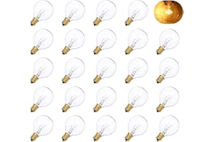 Tomshine G40 Globe Tungsten Incandescent Bulb Lamp 25 Pack E12 Base Socket Holder IP44 Water Resistance Warm White for String Light Home Party Decoration Wedding Function Portable