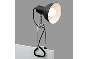 BRILONER Luce, Lampada a Pinza, 1x E14, Max. 8 Watt, con Cavo con Interruttore Incluso, Testina Spot orientabile e Rotante, in Metallo, Bianco 8 W, Cromo Nero