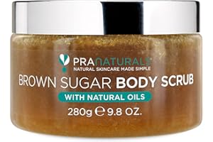 PraNaturals Brown Sugar Body Scrub - Natural Exfoliating Body Scrub - Gently Removes Dead, Dry Skin Cells - 280g