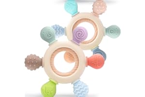 Okonkn Mordedor Bebe Refrigerante-Juguetes Bebes 3-6-12 Meses Para Bebe Recien Nacido Bebe Reborn Regalos Bebe (2 Pcs-Niño)