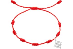 Only faith Pulsera Hilo Rojo 7 Nudos de bruja para mujer Acero Inoxidable cordon rojo del Destino Ajustable amuleto protección y Suerte Hecho a Mano