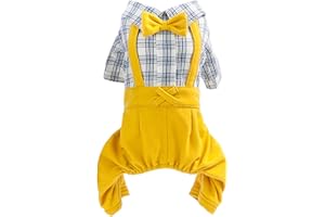 IZEFIA Camisa para Perros Ropa Camisa a Cuadros Pajarita Camisa Casual en General Verano Fresco Primavera Otoño Chaleco para Perro Pequeño Gato Azul-Blanco,L