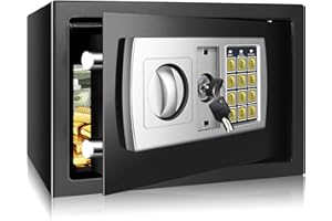 VANDISE Tresor feuerfest wasserdicht, wasserdichter und feuerfester Safe, 8,5 l Mini-Digital-Safe für Geld, Wand- oder Schrankverankerung, für Büros, Hotels, Zuhause, 31 B x 20 T x 20 H cm, Schwarz